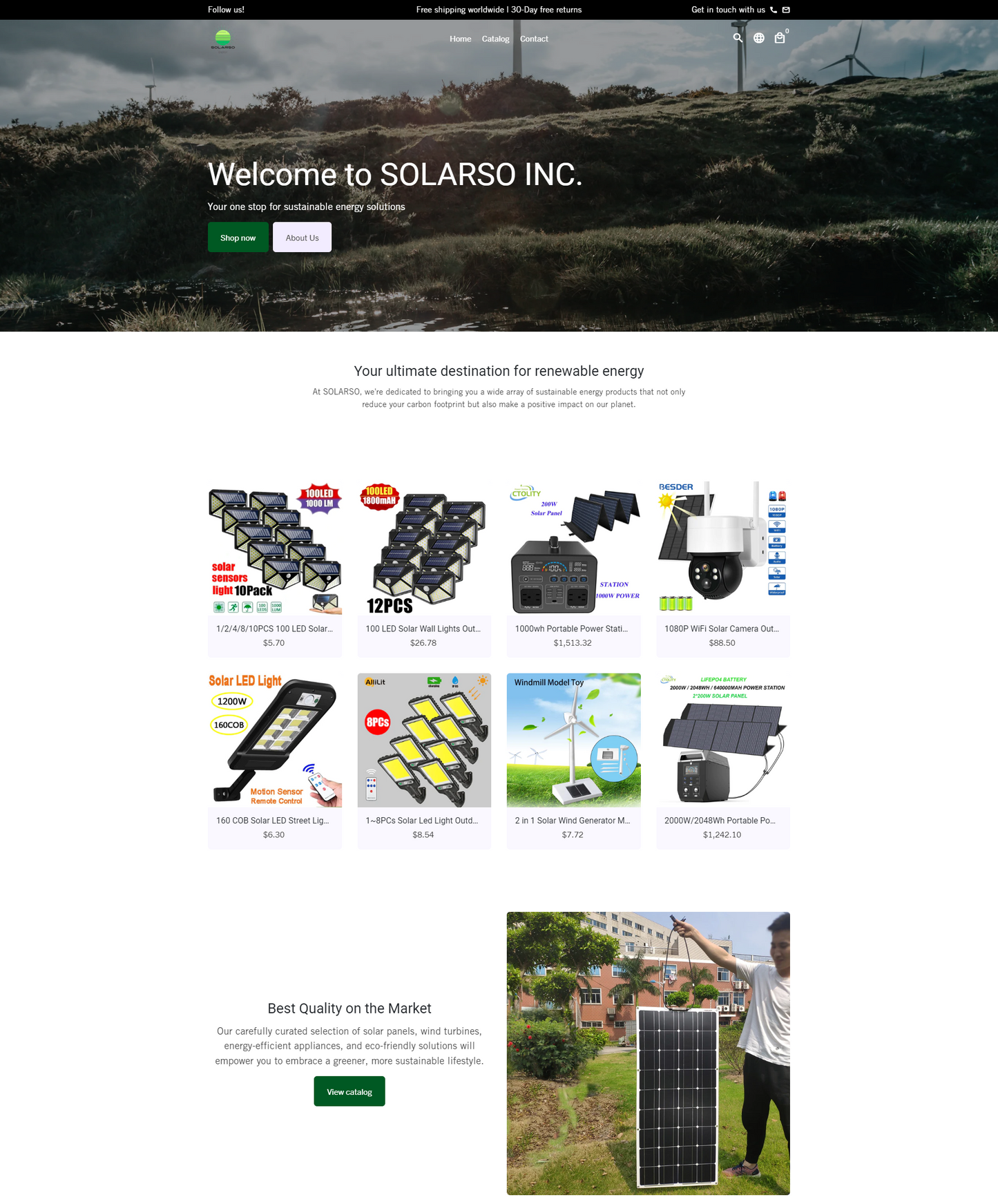 www.solarso.com - Branded Pre built Shopify Dropshipping Store