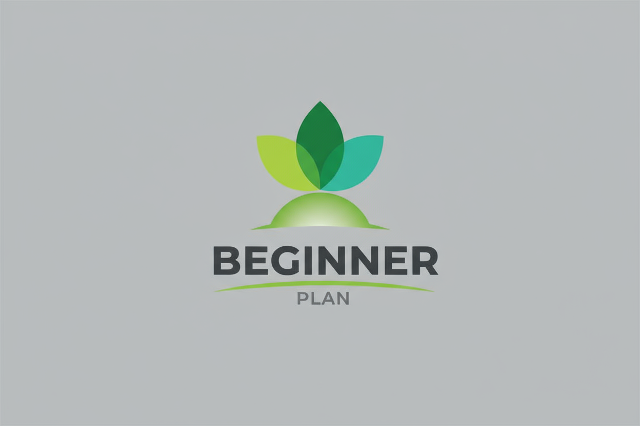 A green over grey logo for a beginner's plan